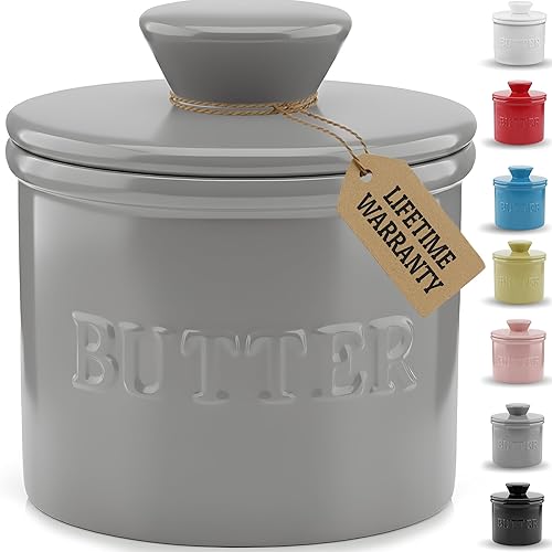 Vista 9 de Priority Chef - Vasija de mantequilla francesa con tapa, Mantequilla para untar y mantener fresca, Mantequillera para dejar en la encimera, Plato