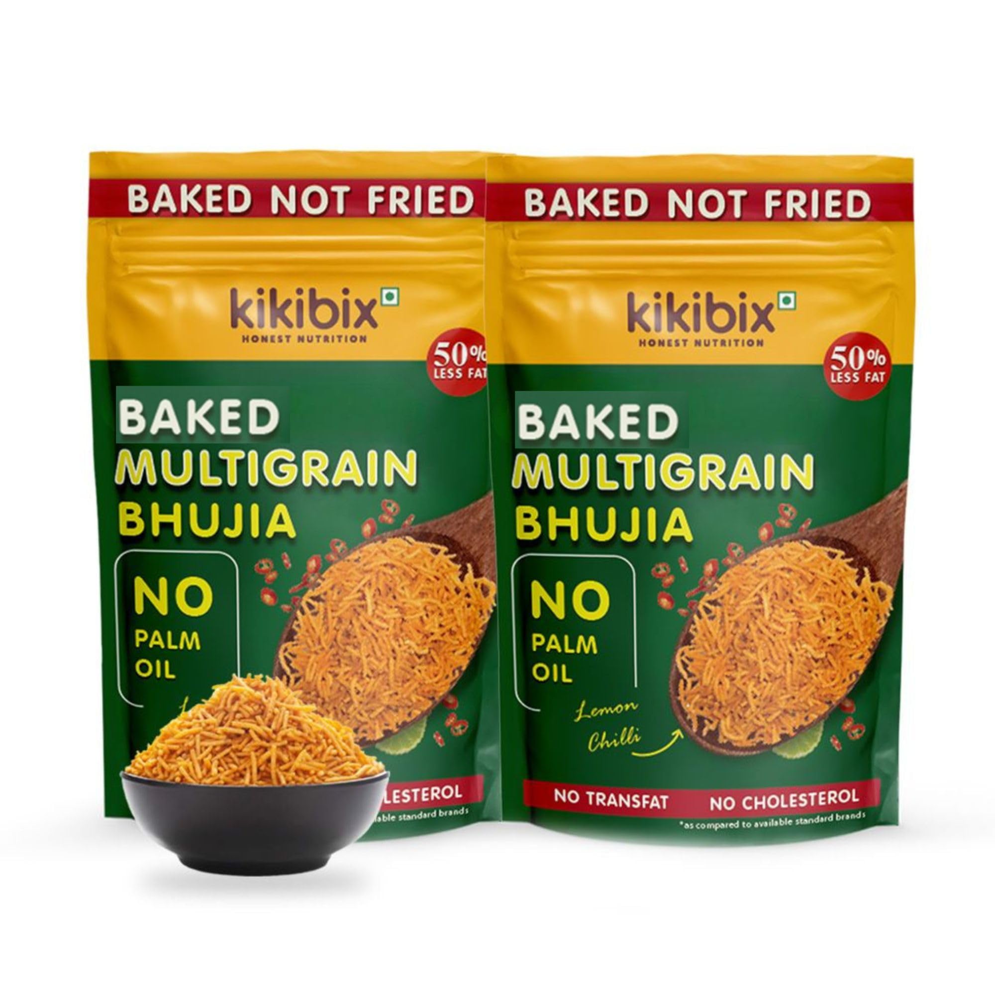 Kikibix Baked Chatpata Bhujia Healthy Snacks & Namkeen for diabetics, Low Fat, Low Calories, High Protein Bhujiya Diet M