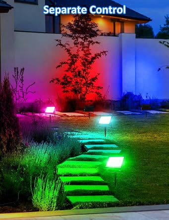 NATPOW RGB Flood Lights, 60W Disco Lights Smart Colour Changing 2Pack [Energy Class F]