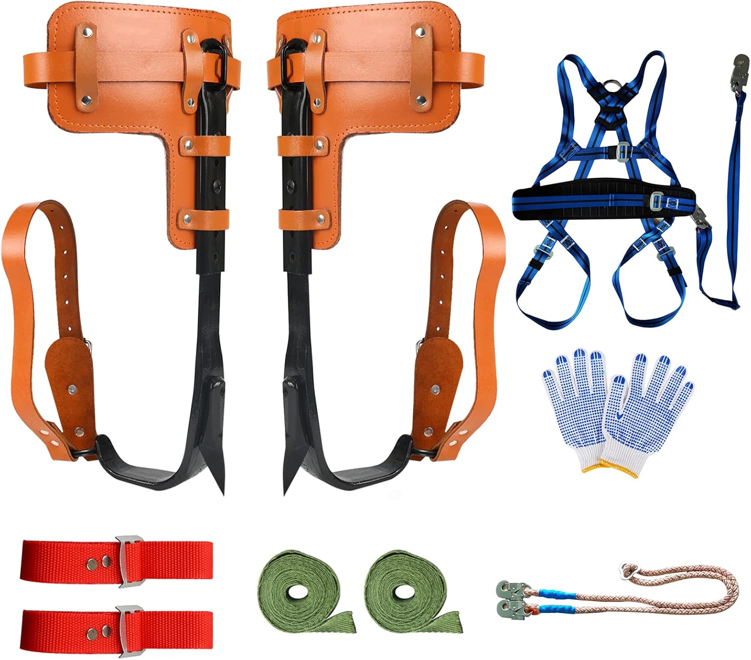 TWSOUL Tree Climbing Spikes Set, Adjustable Tree Climbing Gear with