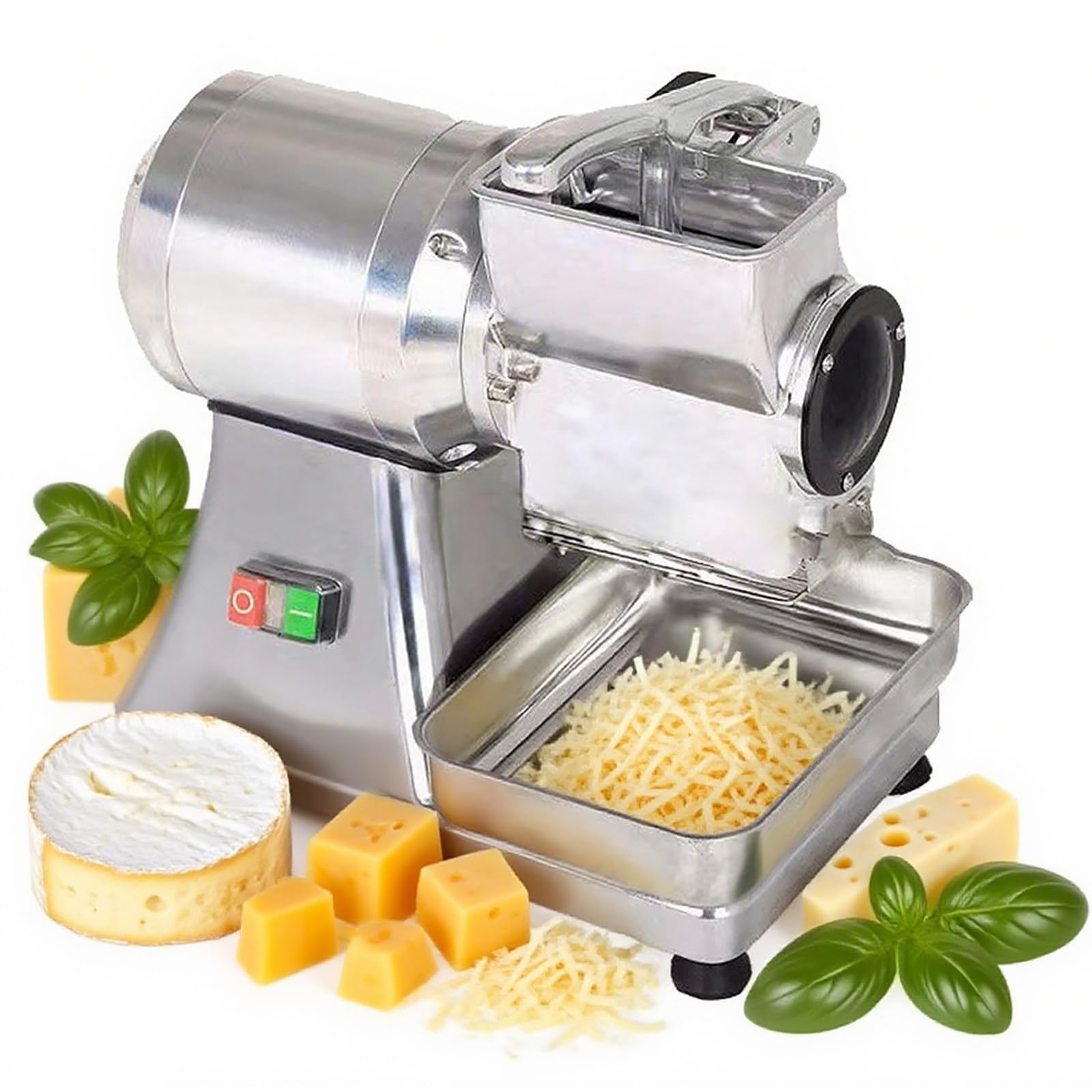 ASerZenith Electric Cheese Grater Machine, 550W Automatic Shredder For Block Cheese, Stainless Steel Commercial Grade