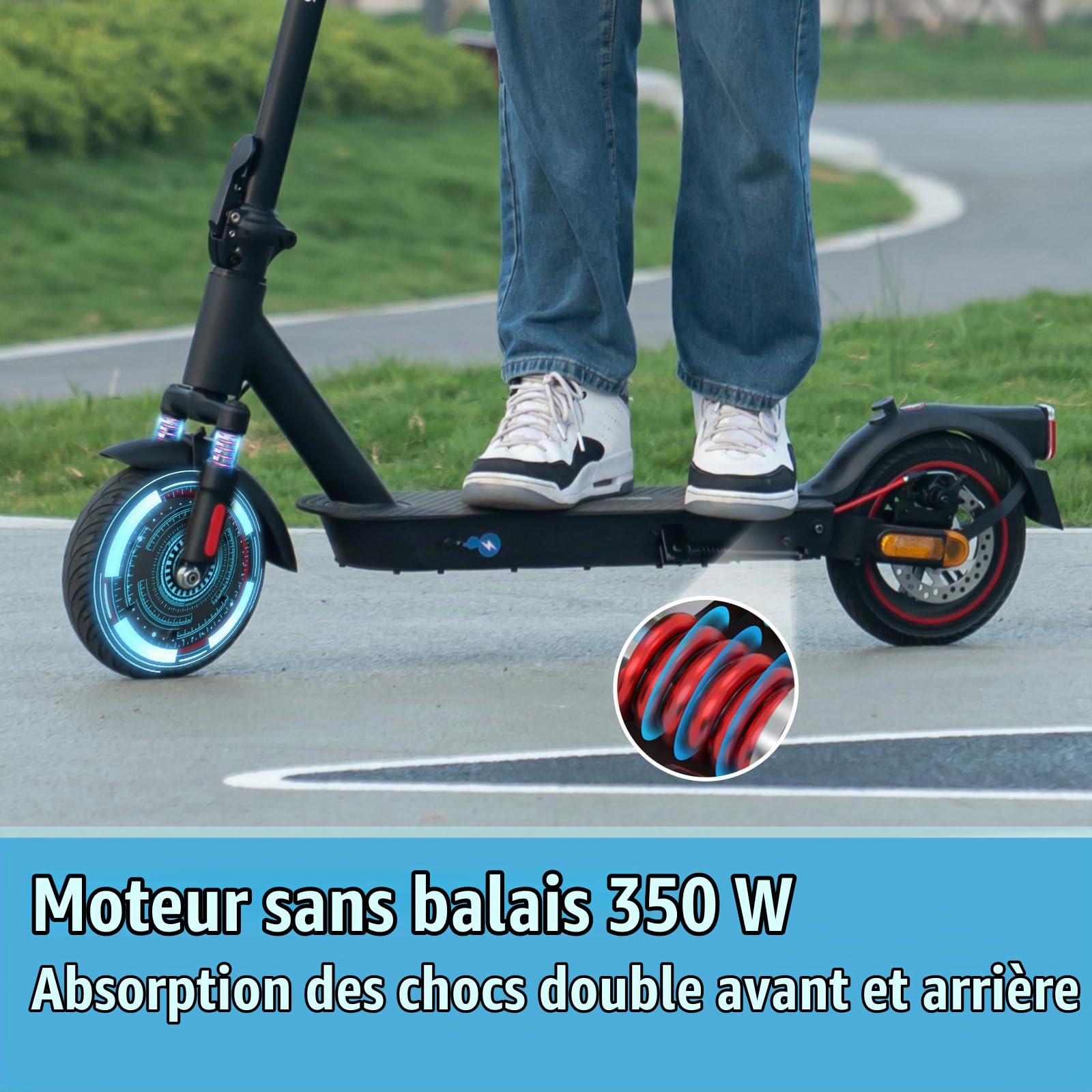 Trottinette Électrique | E-Scooter pour Adultes | Batterie 36V 7,8Ah/11,4Ah | Moteur 350W/500W | Roues 8,5"/10" | Contrôle Via Application | Amortisseurs Doubles | Tableau de Bord à LED