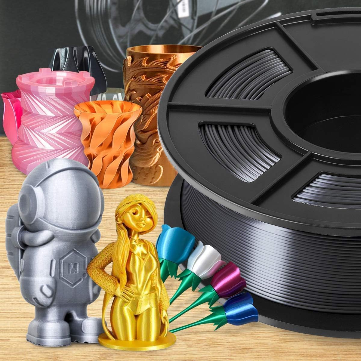 SUNLU - Filamento de seda 1.75 PLA, Blanco seda., 1