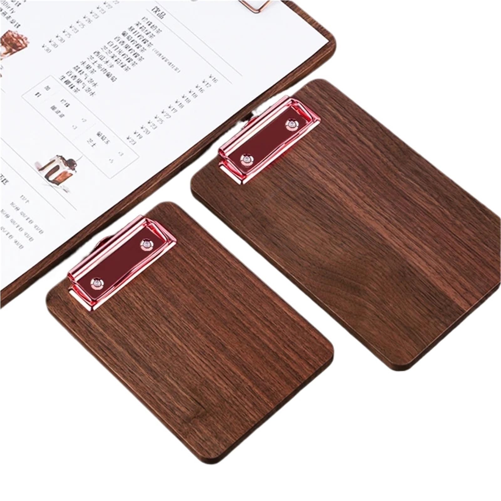 Portapapeles Carpeta de menú exhibición restaurante madera maciza 2 piezas | Portapapeles de tablero de copia de archivo de pedido de barra A4 con almacenamiento(23x16cmA5)