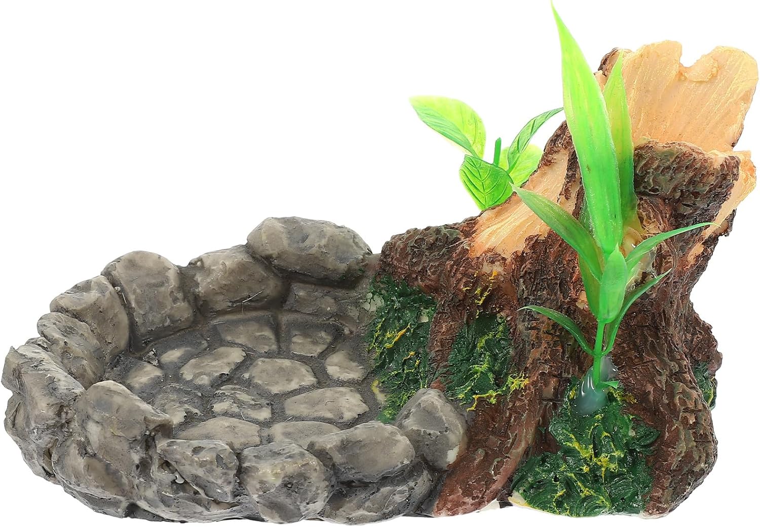 Reptile Feeding Bowl and Water Dish Resin Terrarium Feeder Small Round Turtle Lizard Food Basin Suitable for Indoor Terrarium Habitat Style