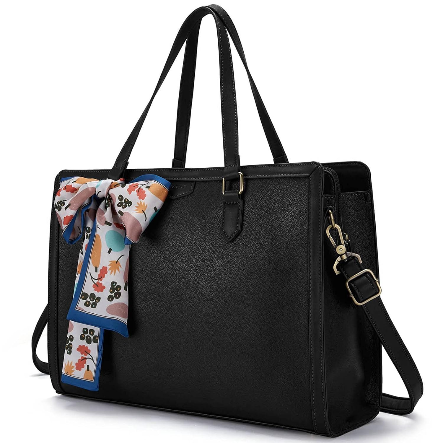 Missnine Handbag Women's Laptop Bag 15.6 Inch Shopper Large Handbag Briefcase Women's Leather Shoulder Bag Business Bag 2-Piece Set, brown, Minimalist