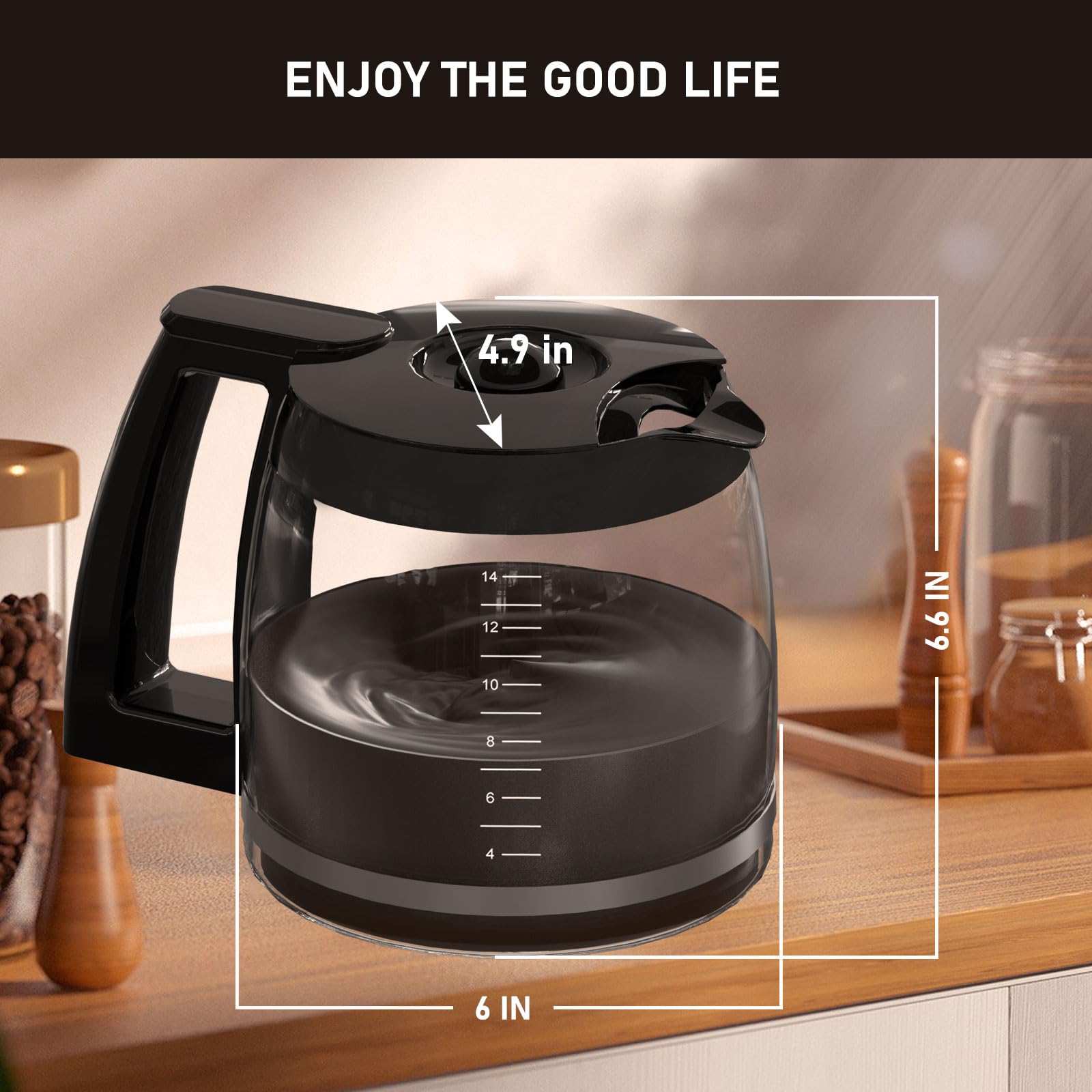Kaffeekanne Ersatz Für Cuisinart Kaffeemaschinen – 14 Tassen, Borosilikatglas, Spülmaschinenfest