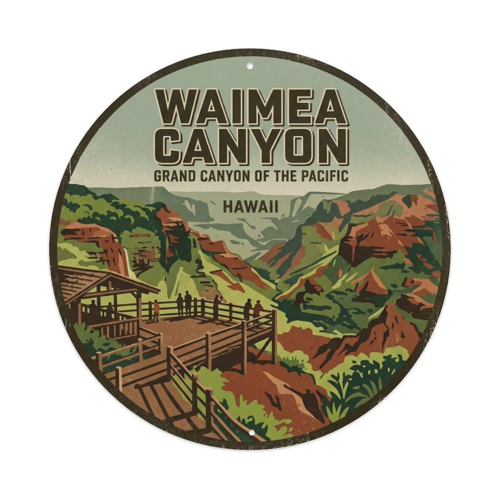 Waimea Canyon Lookout Hawaii Nature Pacific Travel Metal Tin Sign