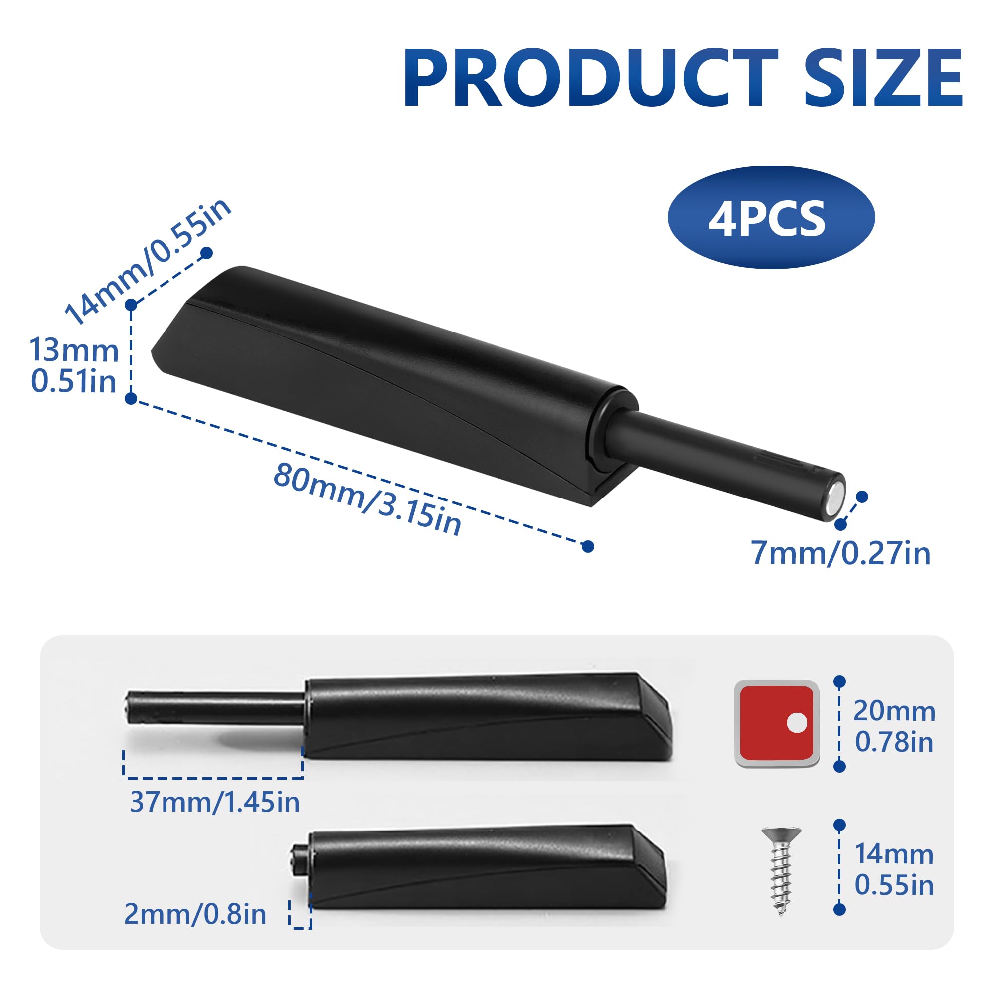 4 Pezzi Push Pull per Ante Apertura a Pressione Ante Chiusura Magnetico Pressione Home Push to Open Custodia in Alluminio Chiusura Push Pull Ante per Mobile Apertura Pressione Sistema