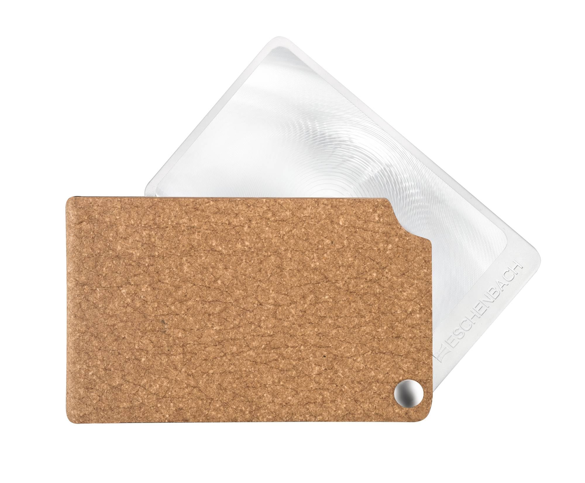 Eschenbach Loupe de Poche Optique – Format Carte de Crédit 2,5x avec Étui en Cuir Marron
