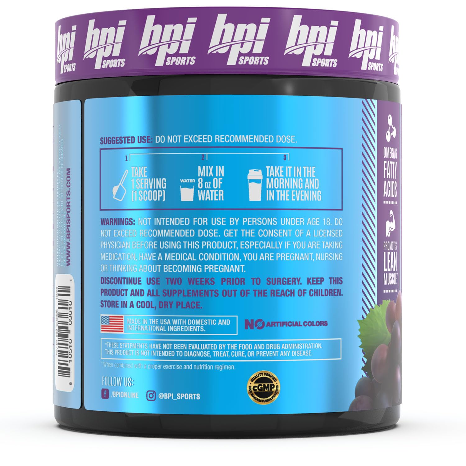 BPI Sports CLA+Carnitine – Metabolism & Lean Muscle, Grape, 50 Servings — Amazon image 2