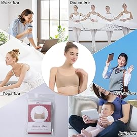 iMucci Professional Beige Clear Back Bra NO Sponge Backless Bra for Ballet Equipment Dance