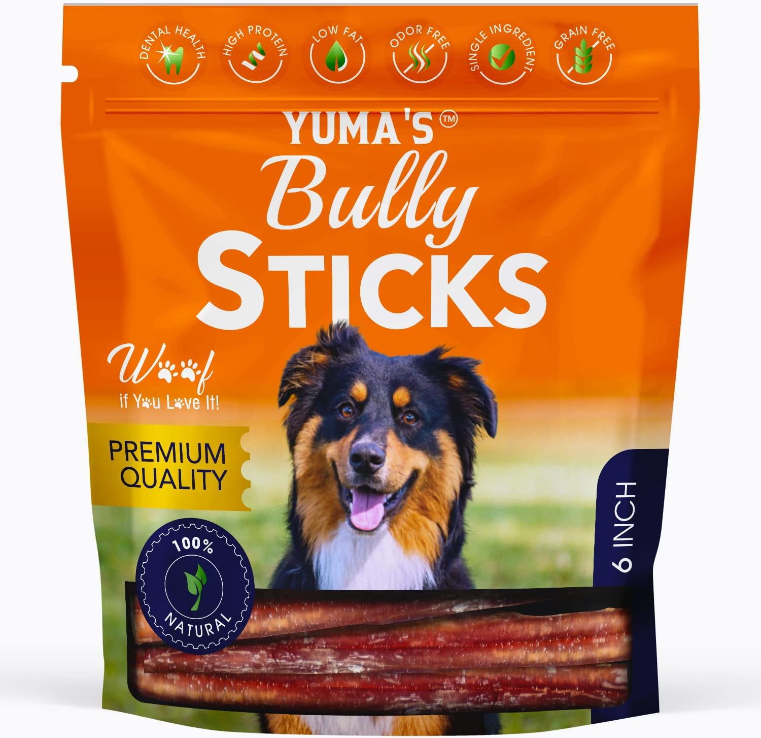 YUMA'S Natural Bully Sticks 6 inch Pack of 15 for Dogs for Intense Chewers Digestible Dog Treats Made of 100% Beef - Dog Bully Sticks…