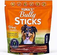 Vista 1 de YUMA'S Natural Bully Sticks 6 inch Pack of 5 for Dogs for Intense Chewers Digestible Dog Treats Made of 100% Beef - Dog Bully Sticks for Cleaner