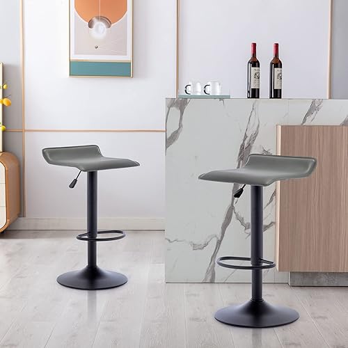 Miniatura 12 de Vogue Furniture Direct Juego de 2 taburetes de bar ajustables, modernos taburetes de bar giratorios de piel sintética para elevador de aire, silla