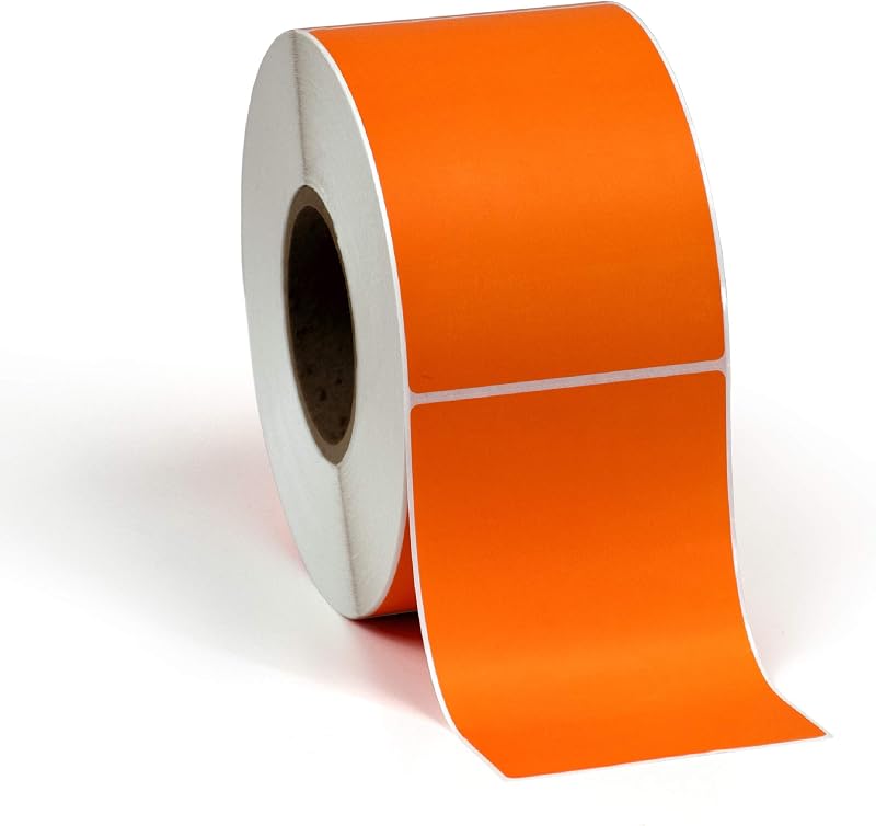 4" X 6" Direct Thermal Perfed Stickers Labels for Shipping Labels, Inventory, and Color Coding - 1000 Per Roll on 3" Core - Compatible with Zebra, Datamax, Sato, Intermec, and More (Orange,12 Pack)