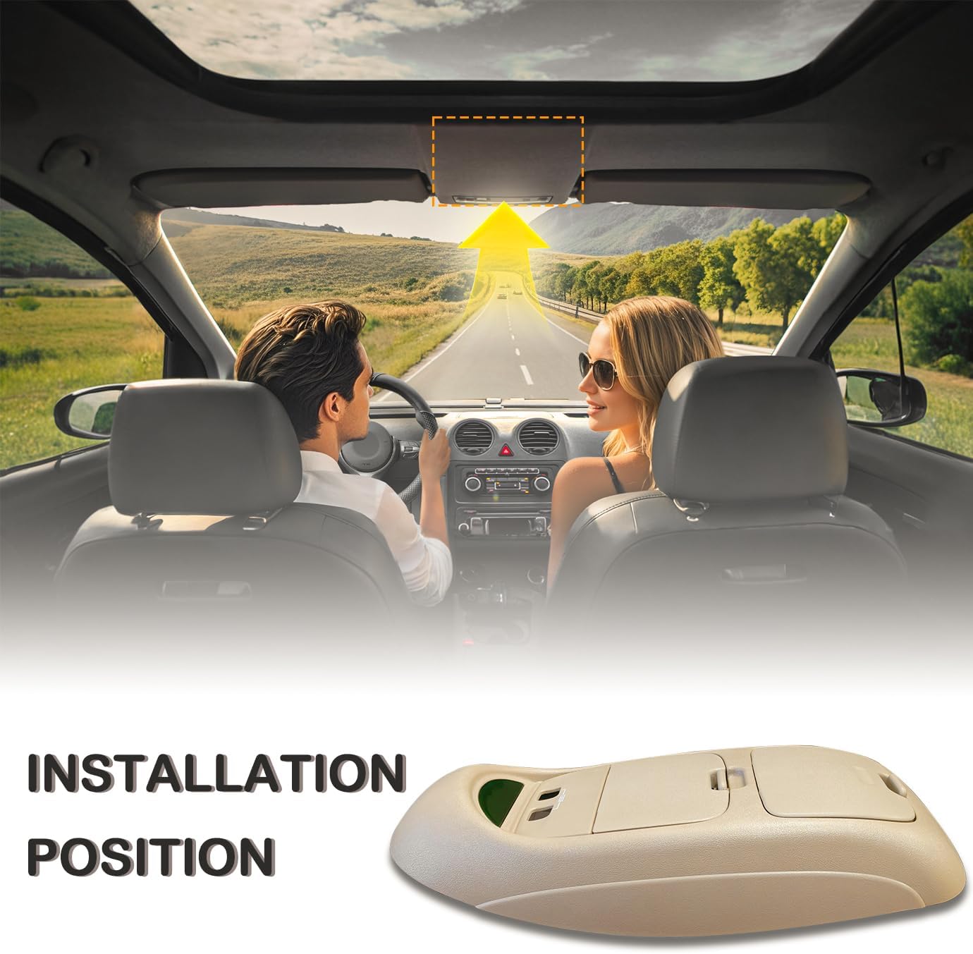 Overhead Console Assembly w/o Sunroof | Compatible with 2002-2004 Ford Super Duty F250 F350 F450 F550 Truck | Replaces 2C3Z-25519A70-AAB 2C3Z25519A70AAB Interior Ceiling Console Panel (TAN)