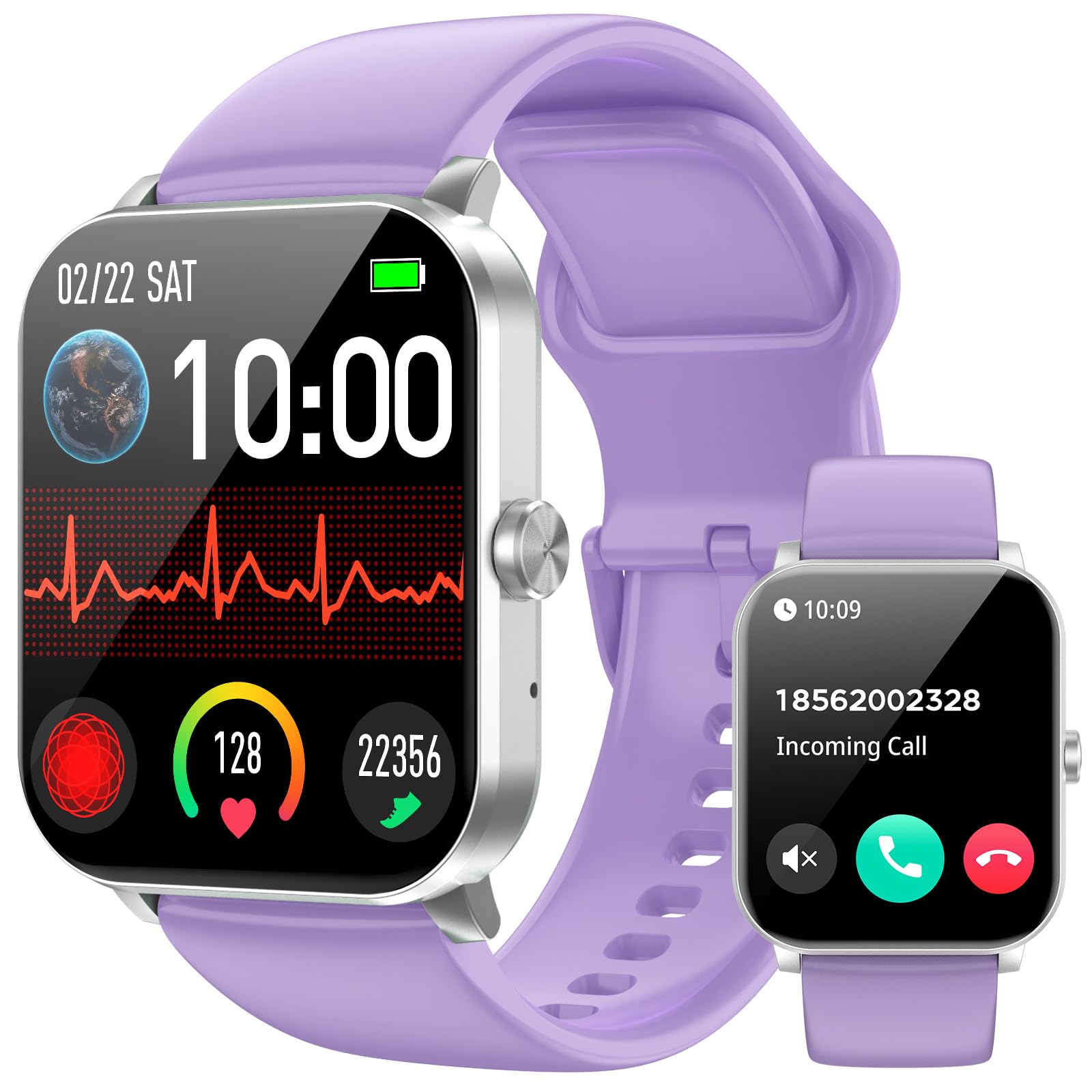 Smart Watch (Answer/Make Calls), 1.85" HD Fitness Watch with Heart Rate/Sleep/IP68 Waterproof/120+ Sports Modes, Pedometer, Android Smart Watch for Android iOS