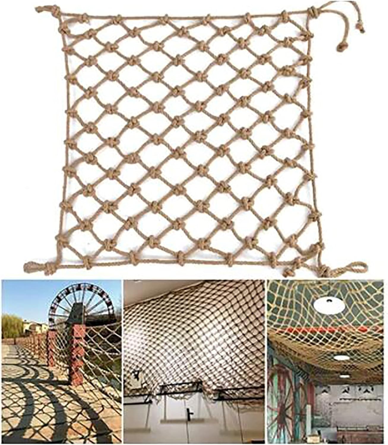 Child Safety Net - Hemp Rope Fall Protection Netting for Kids - Stairway, Balcony & Bed Safety Barrier - Perfect for Indoor/Outdoor Childproofing Spaces