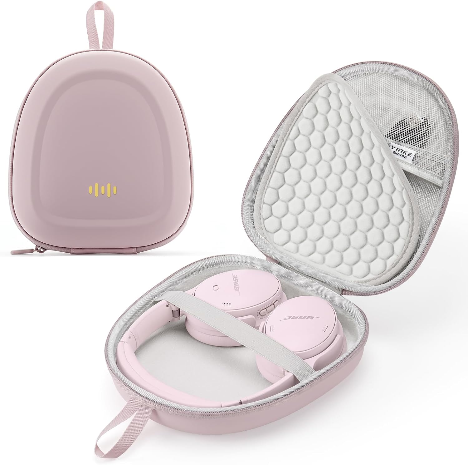 Headphone Hard Case Replacement for Bose QuietComfort Ultra QC45 QC35 QC25 QC15 QCSE Over-Ear Headphones, Super-Slim Upgrade PU Universal Portable Travel Organizer Bag (Pink)