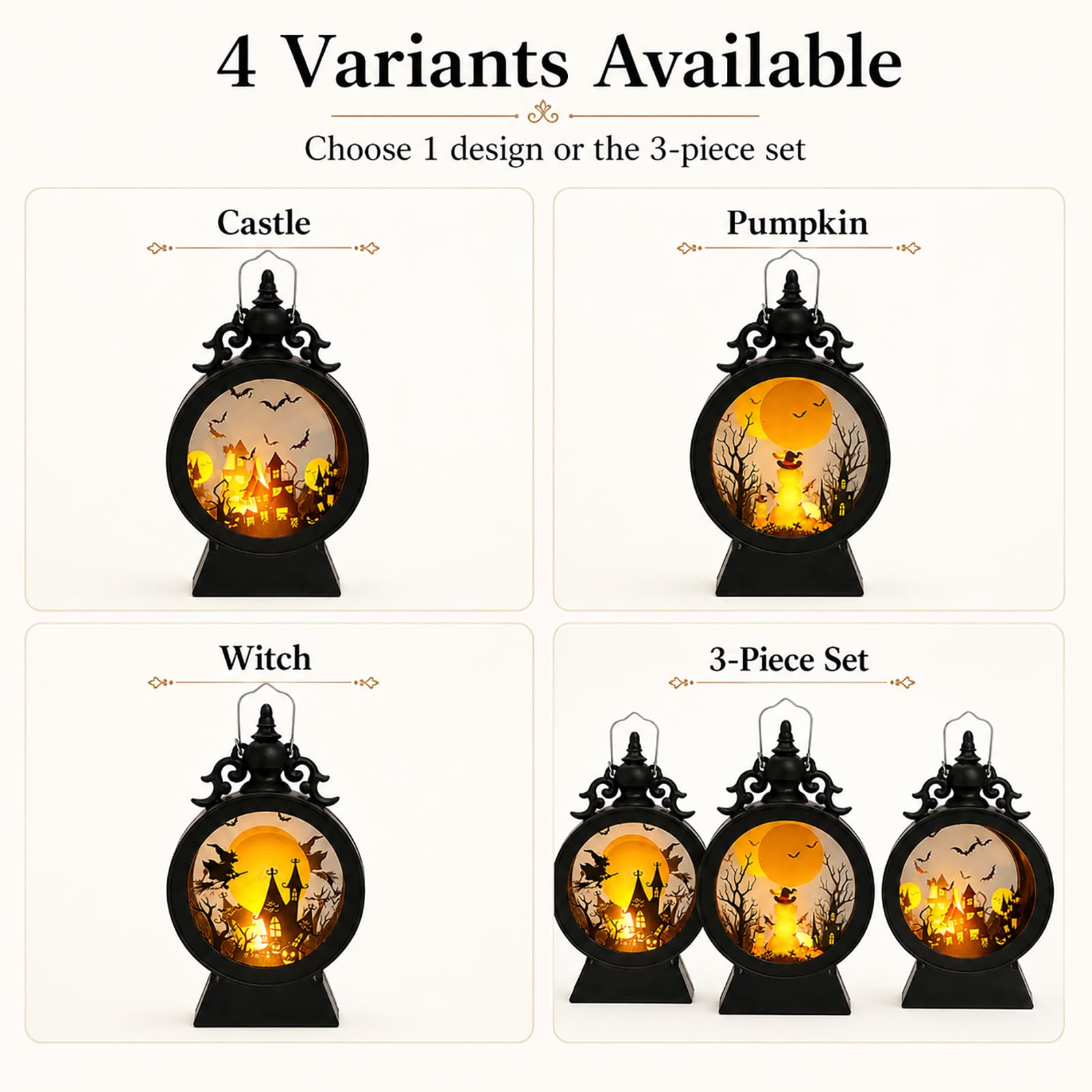 Lampion Halloween LED do dekoracji stołu, 17 cm, vintage, wiszące światło