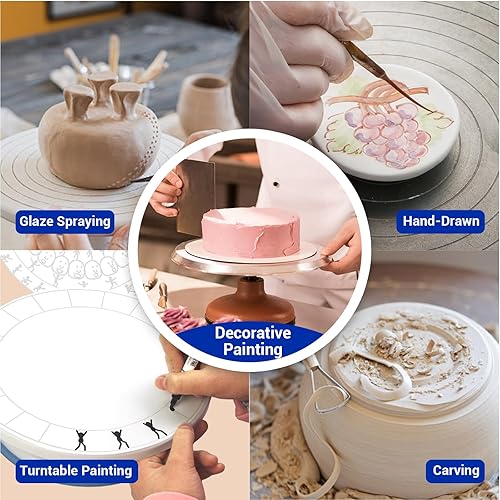 Miniatura 7 de Yncotte Rueda de cerámica de 7 pulgadas, rueda de bandas de doble cara, rueda giratoria de aleación de aluminio, rueda de escultura de metal