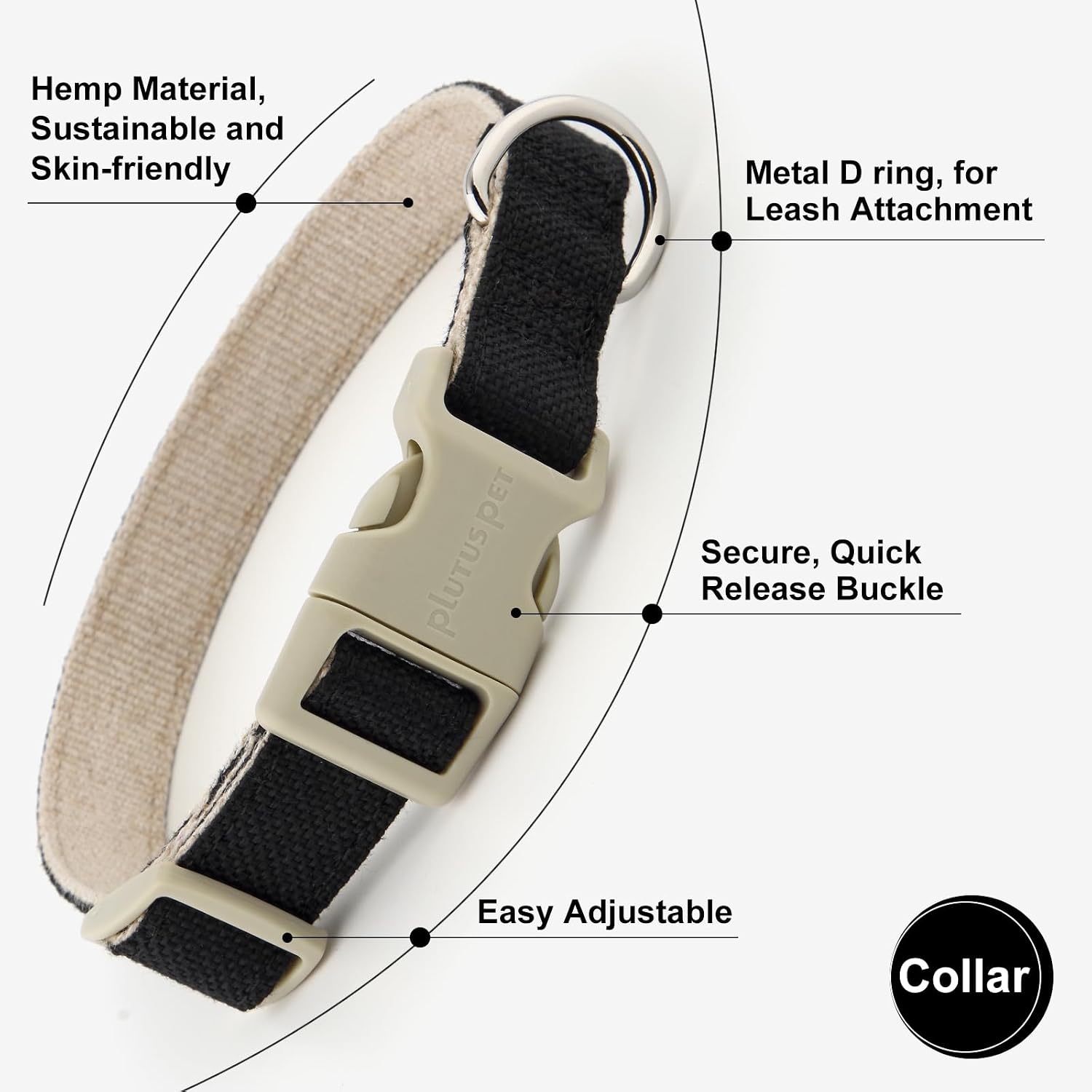 Plutus Pet Cotton Hemp Dog Collar and Leash Set, Adjustable, Gentle on Skin image 3