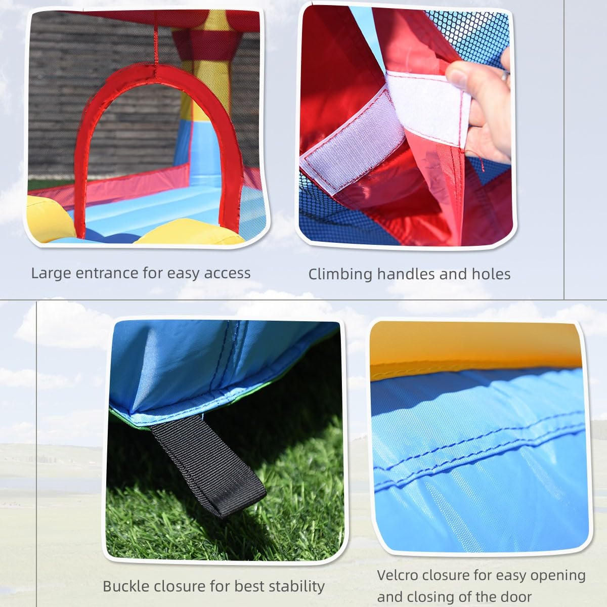 LIFEZEAL Castillo Hinchable Con Tobogán Y Trampolín – Parque Infantil De 370x280x230 Cm, Tela Oxford Y PVC, Para Niños De 3 A 10 Años (Sin Soplador)