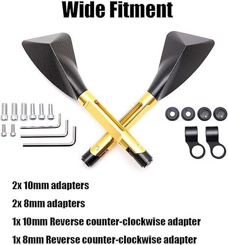 Vista 6 de JMTBNO Espejos retrovisores universales M8 M10 para motocicleta, manubrio, espejo lateral lateral compatible con Honda Scooter Suzuki Yamaha