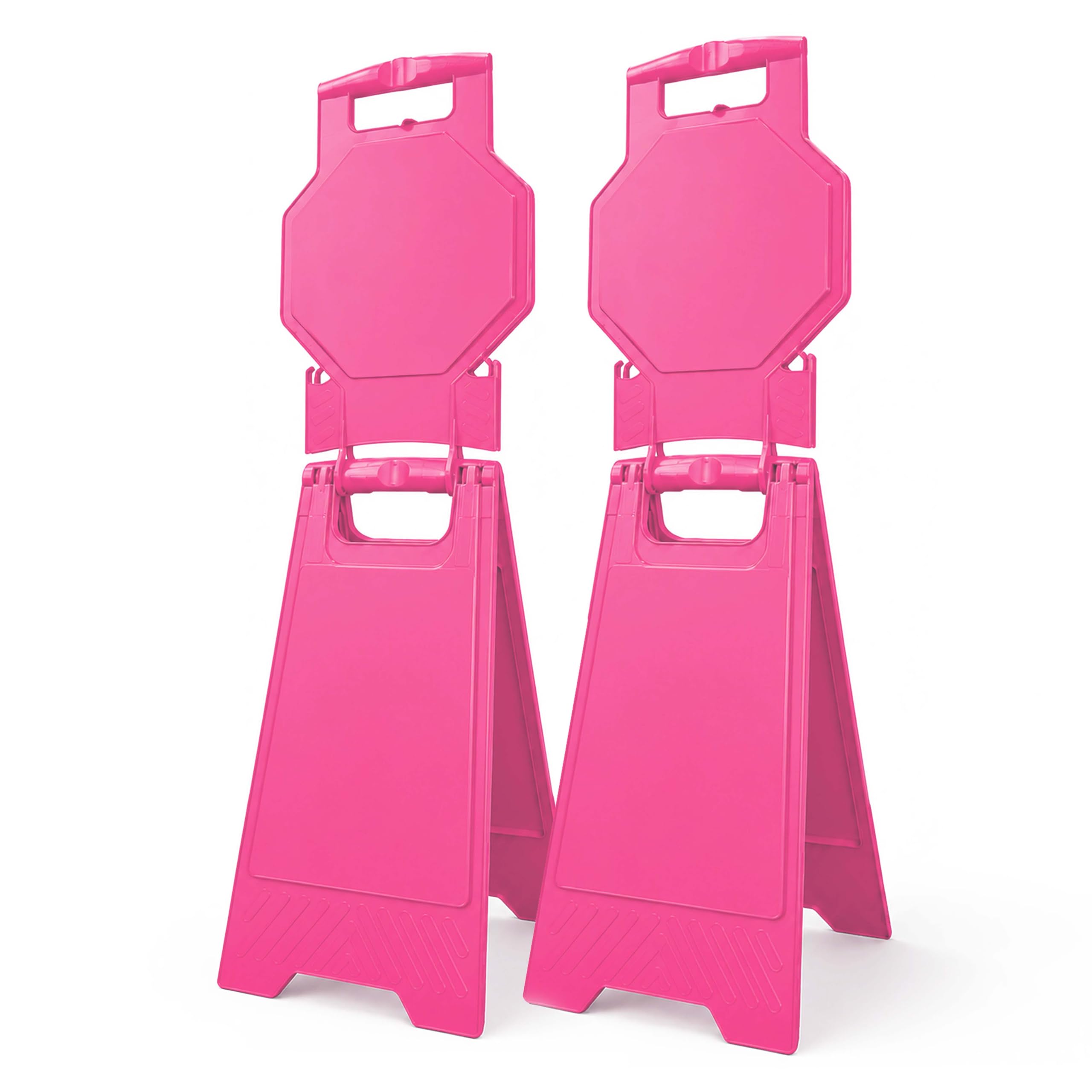 Blank Warning Floor Sign | 100CM Pink Caution Warning Board | Customizable Double-Sided Floor Sign | Freestanding Foldable Safety Sign for Commercial Use, Restaurants, Hotels, Offices - Set of 2