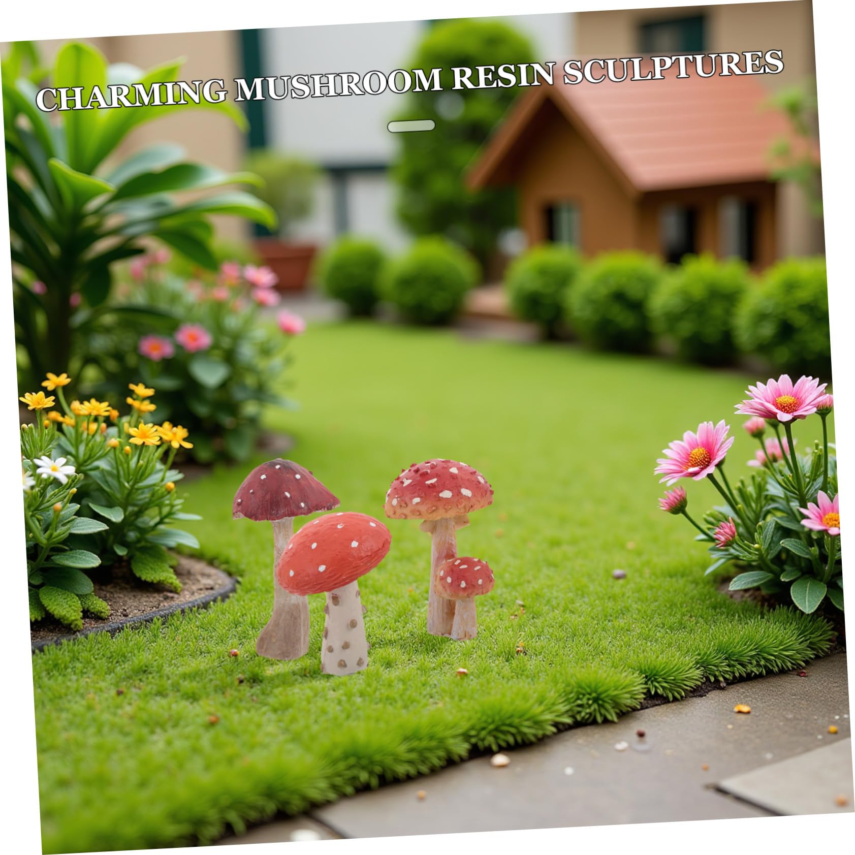 Decorazioni da Giardino Esterno Vacanze Estive Funghetti Decorativi in Resina 3 Pezzi Resistenti alle Intemperie Installazione Facile per Patio e Cortile