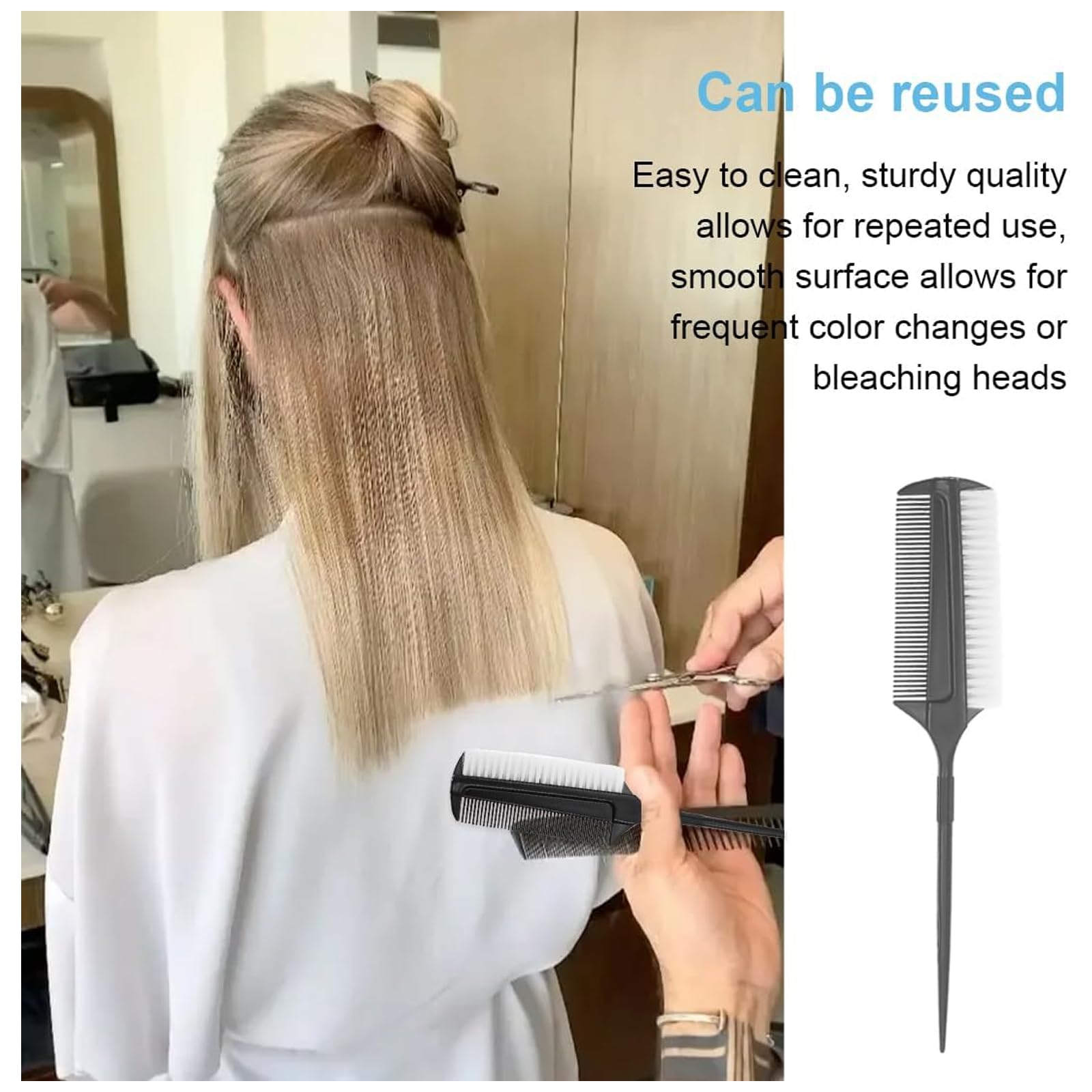 Glättungsbürste Für Pferdeschwänze, Multifunktionaler Haarkamm, Doppelseitiger Kantenkamm, Ergonomischer Haarfärbekamm, Professionelle Haarfärbewerkzeuge (Schwarz Und Grau)