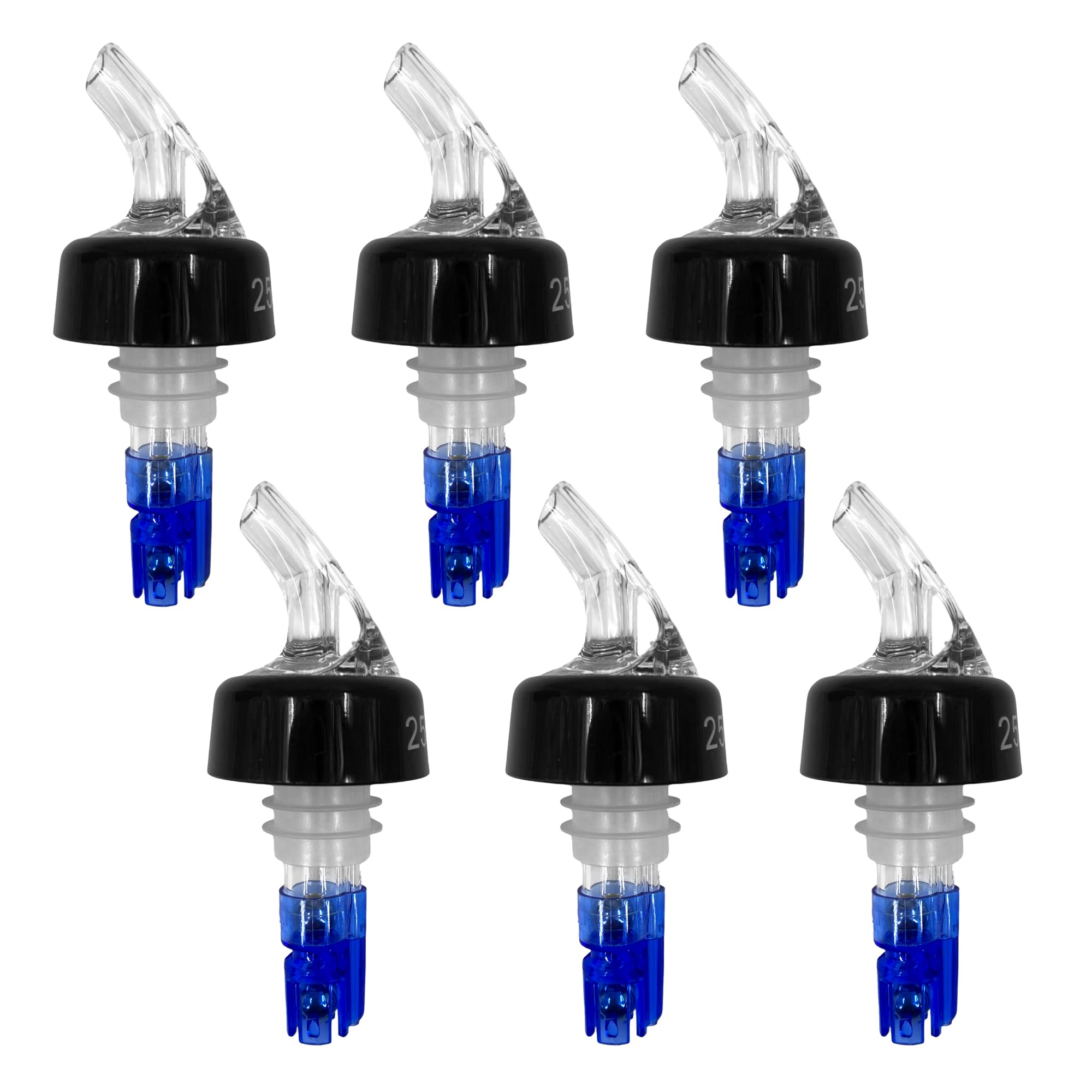 Chabrias Ltd 6 Pack 25ml Clear Spirit Measure Bottle Pourers UK Made Spirit Pourers UK Made, Not Government Stamped, Quick Shots, Wine, Cocktails, Essential Home Bar Accessories