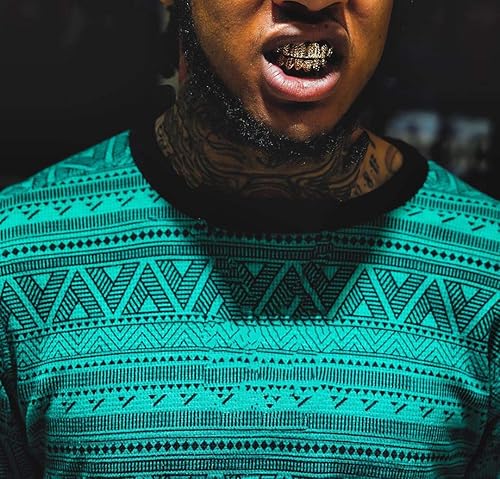 Miniatura 5 de JINAO Tapas de dientes con circonita cúbica chapada en oro de 14 quilates, con acabado de hip hop, brillantes y doradas, para hombres y mujeres