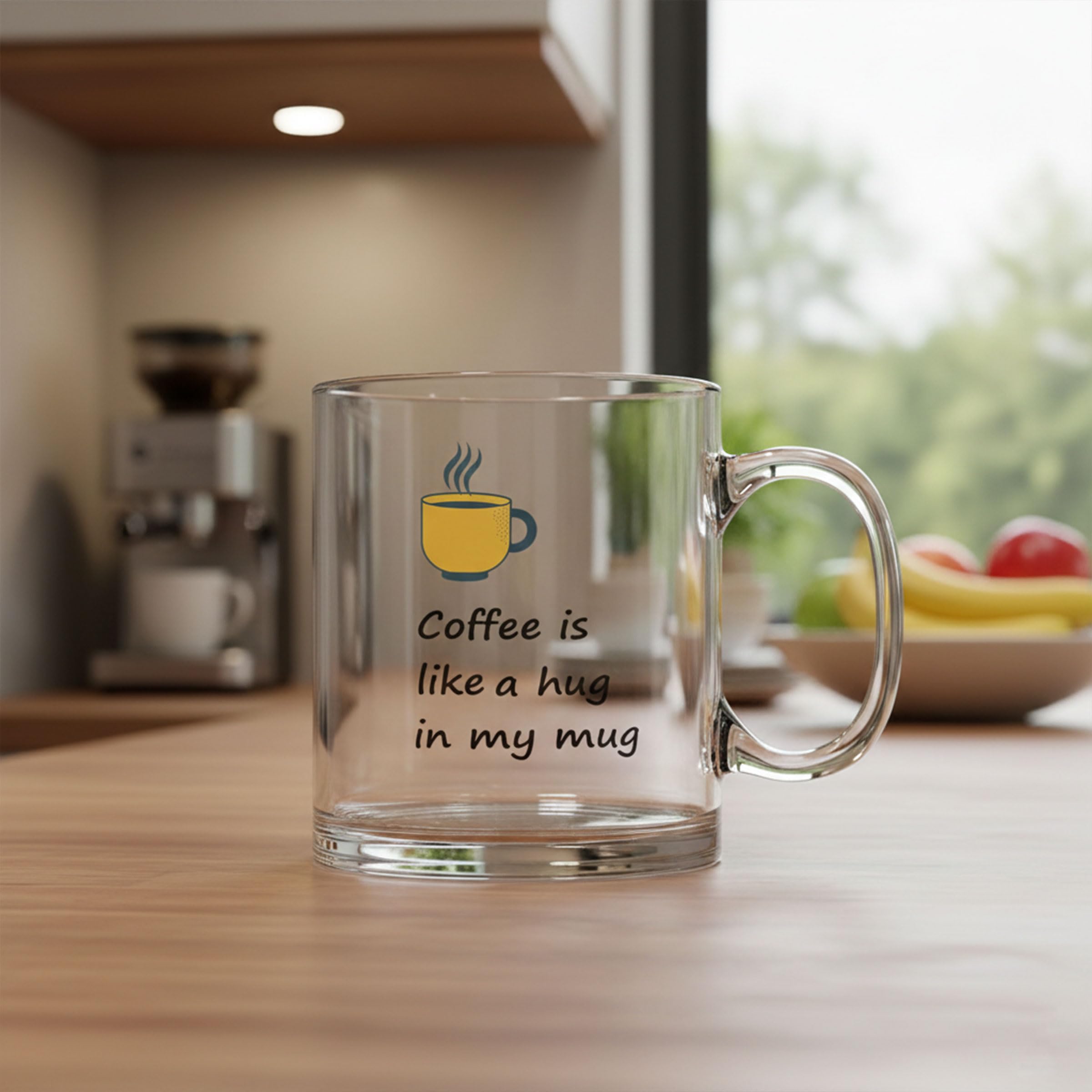 Gift Arcadia Coffee is Like a Hug Printed Transparent Glass Coffee Mug| Tea Cup Gift for Friend Bestfriend Family Girlfriend Boys and Girl | Glass Coffee Mug | Single Mug | Pack of 1, 330ml 2
