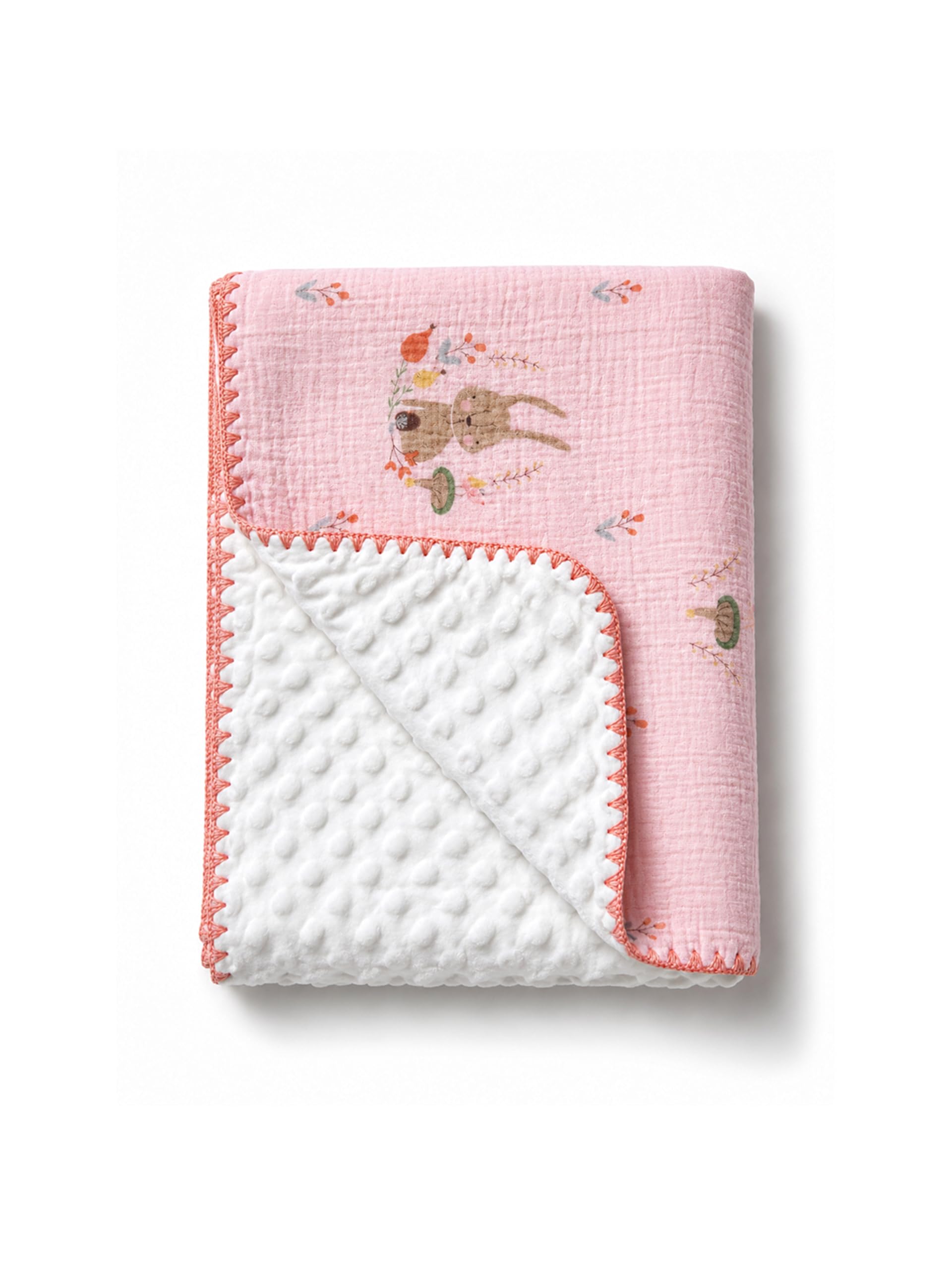 Newborn Baby Blanket 100x100 cm, Ultra Soft Fluffy 2 Layer Baby Blanket for Newborn Babies (0-24 Months), All Season Lightweight for Girls & Boys (Pink Rabbit)-image-25