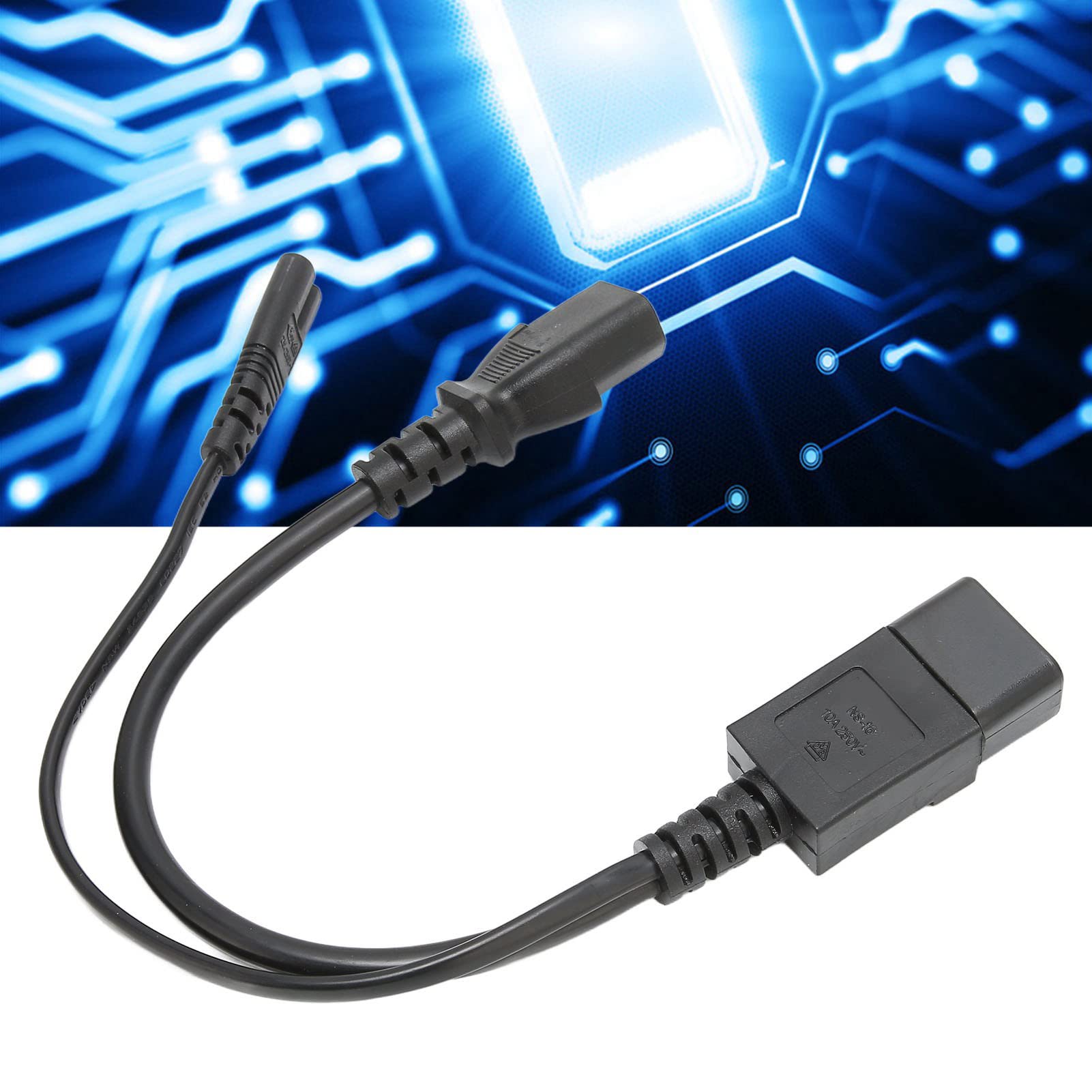 YACSEJAO IEC 320 C14 naar Dual C13 Adapter C14 naar 2 x C13 UPS Server Y Splitter voor computer, projector, scanner, printer, enz