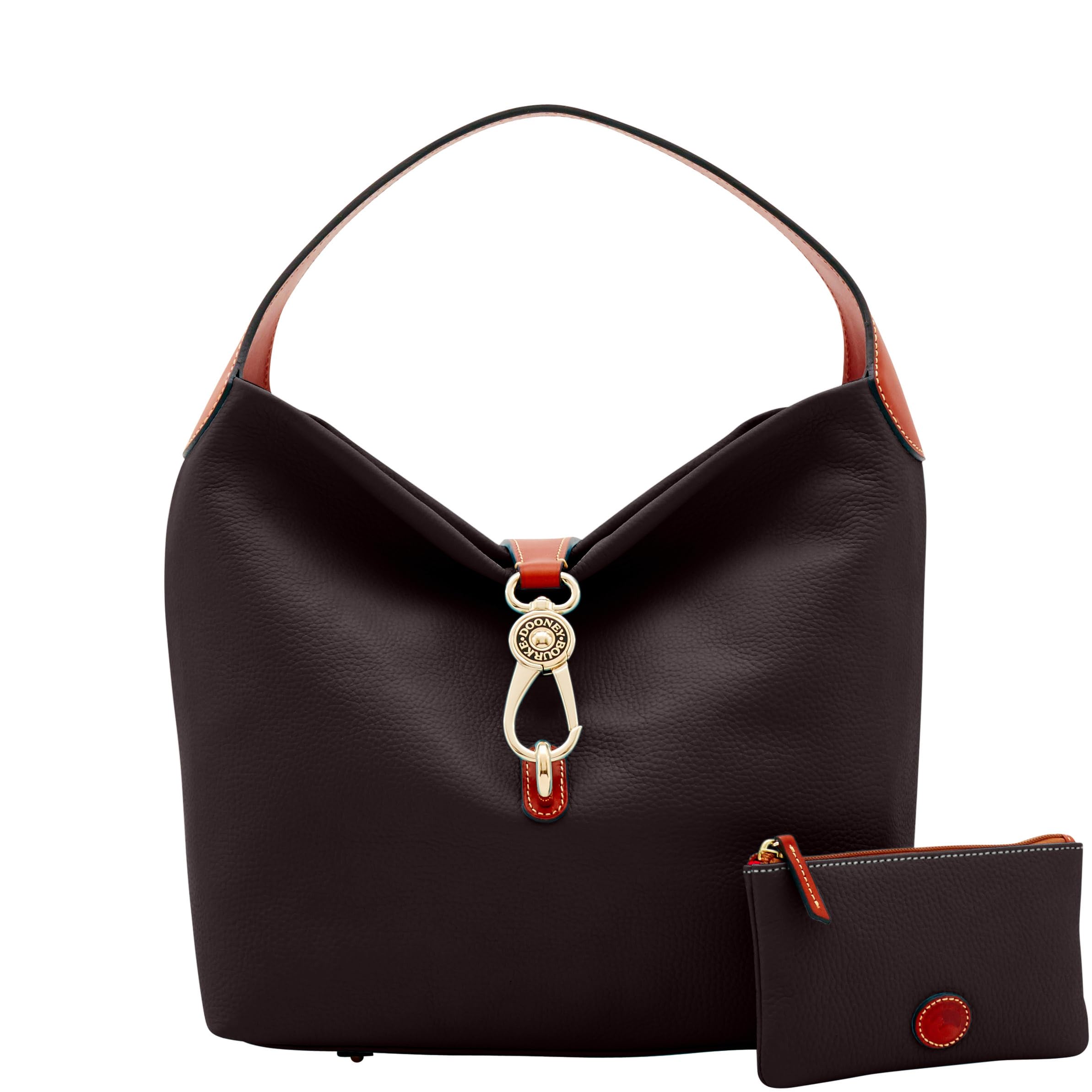 Handbag Wallet Set, Pebble Grain Leather Logo Lock Shoulder Bag and Coin Purse for Women