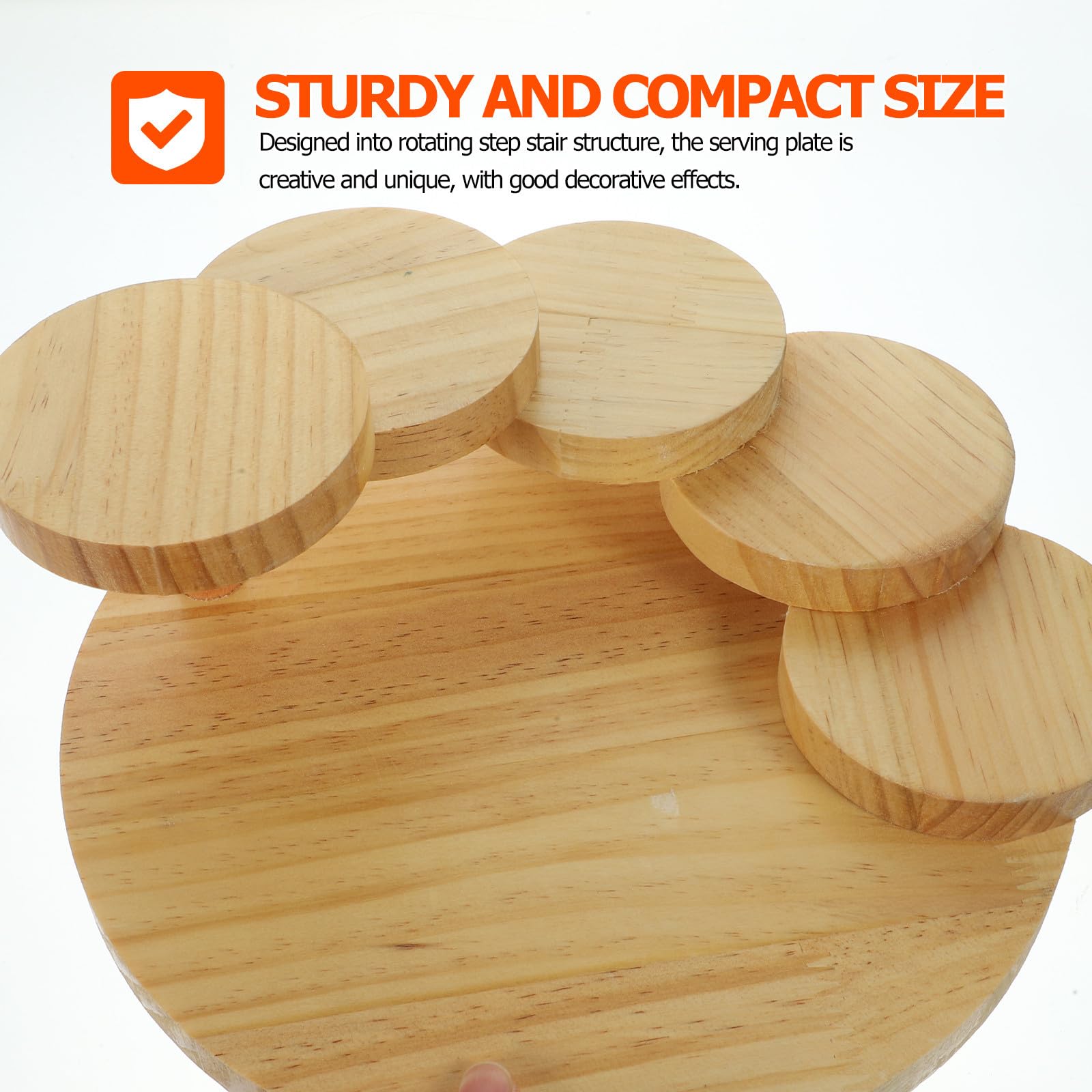 SOLUSTRE Bandeja para Servir Sushi Estructura Giratoria en Forma de Escalera y Diseño Creativo de Madera Capacidad Grande Adecuado para Bares de Sushi y Hoteles