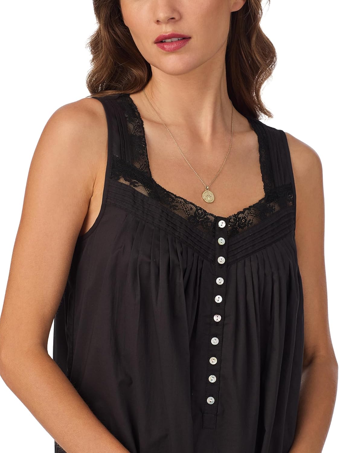 Eileen West Womens Sleepwear & Loungewear - Woven Lawn Collection - 100% Cotton Breathable Sleeveless 50" Long Nightgown