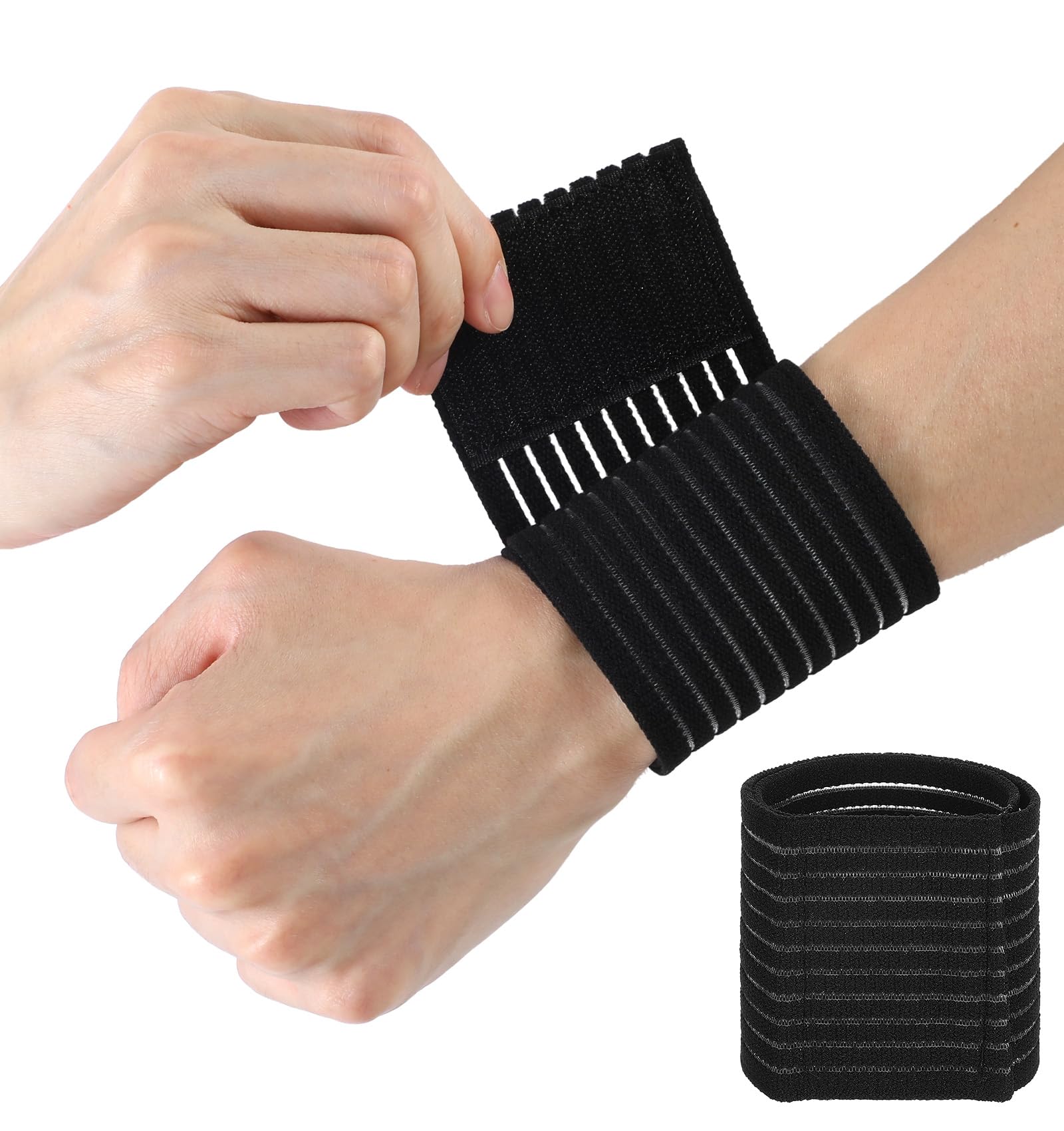 2-Pack Wrist Sleeve Wrist Brace for Weightlifting Arthritis Tendonitis Breathable Black Elastic Wrists Brace for Tennis Basketball Weightlifting