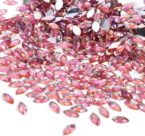 Miniatura 3 de Diamantes de imitación de cristal con forma de ojo de caballo, paquete de 500 diamantes de imitación acrílicos de cristal con parte trasera plana,