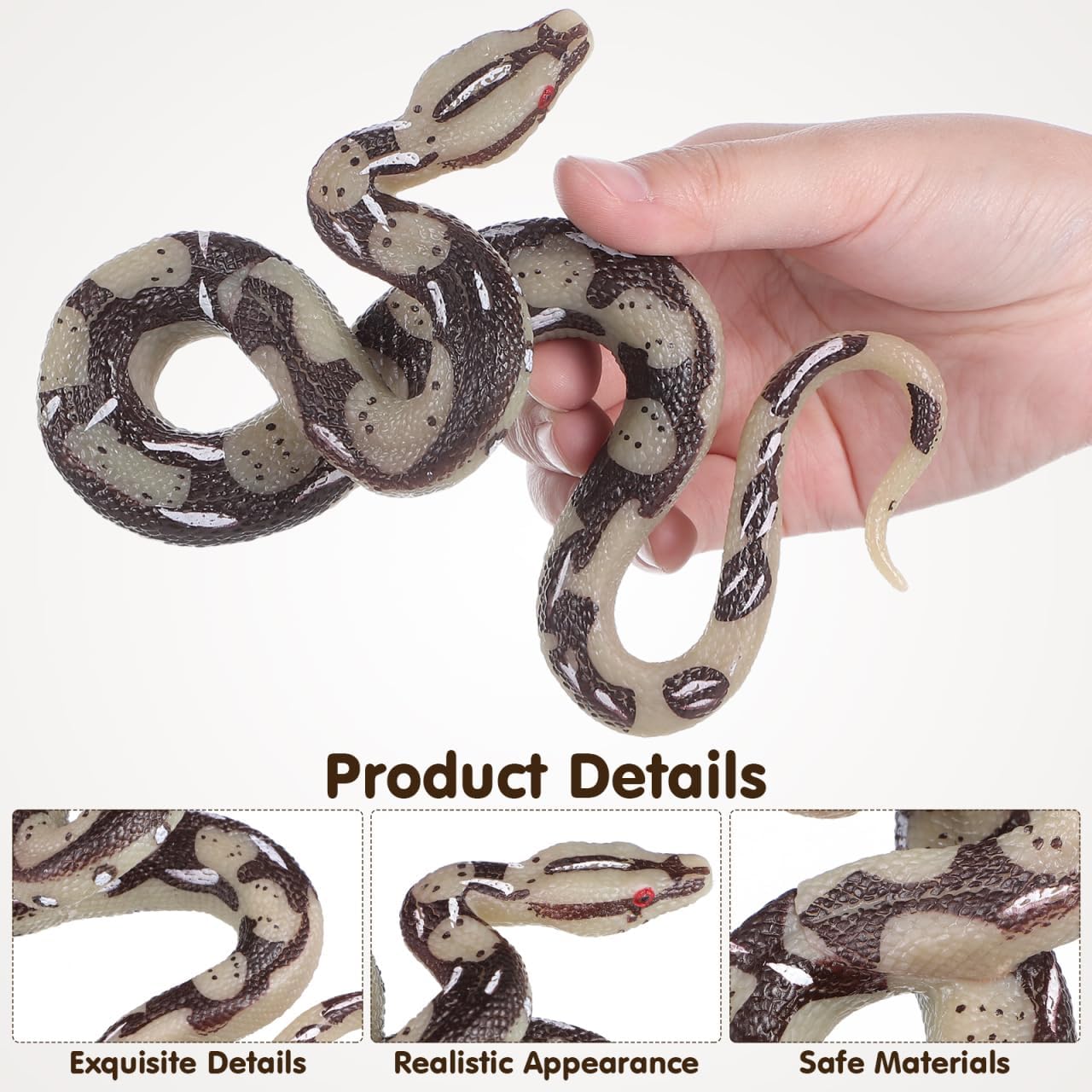 STOBOK Fake Snake 5.7Inch, Realistic Snake Toy Scary Prank Animal Figure Plastic Model Garden Props for Halloween