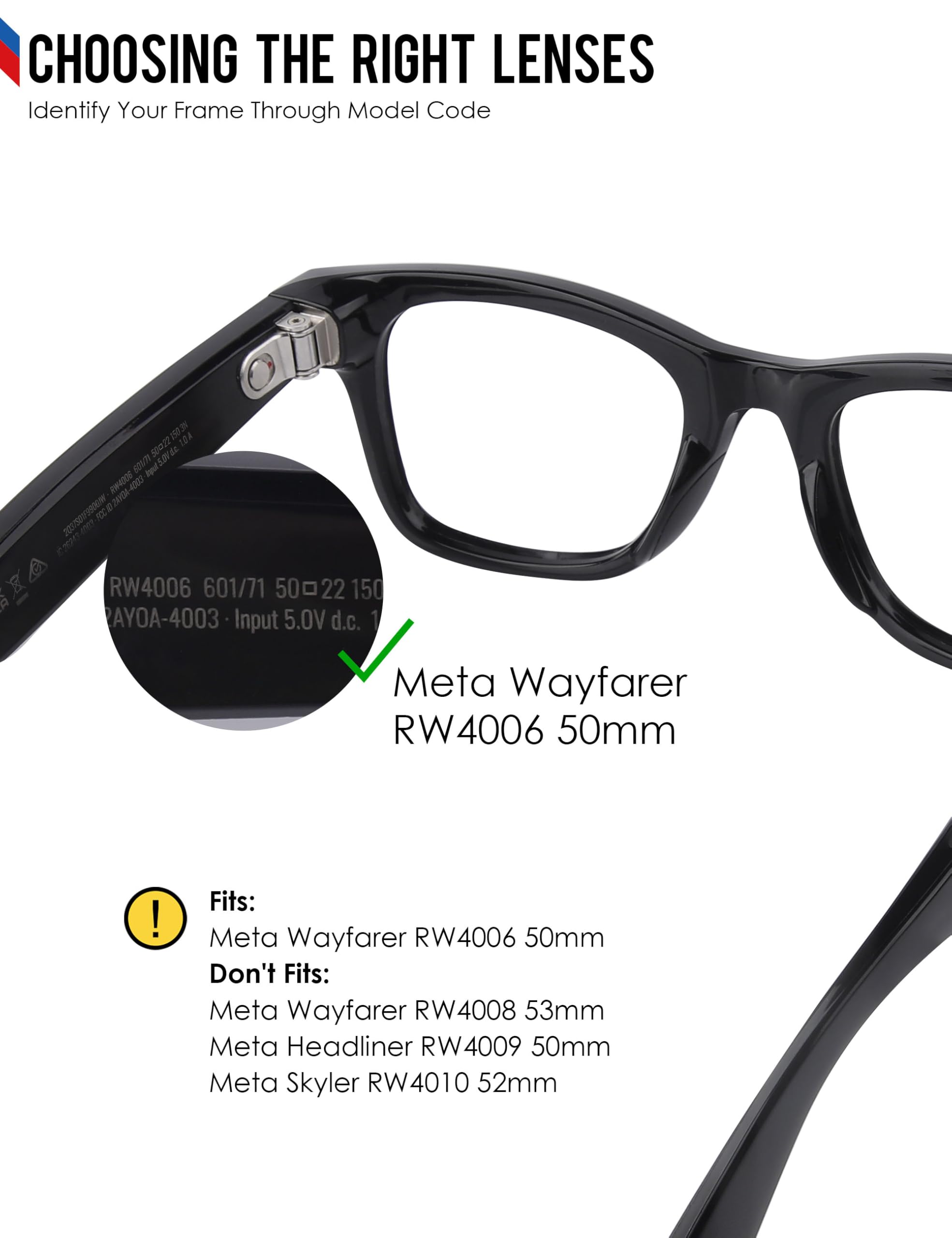 BLAZERBUCK Lentes polarizadas de repuesto para gafas de sol RayBan Meta Wayfarer RW4006 50 mm