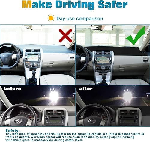Miniatura 7 de x xotic tech Alfombrilla para consola central para tablero de instrumentos precortada, antideslizante, protector solar antirreflejos, cubierta