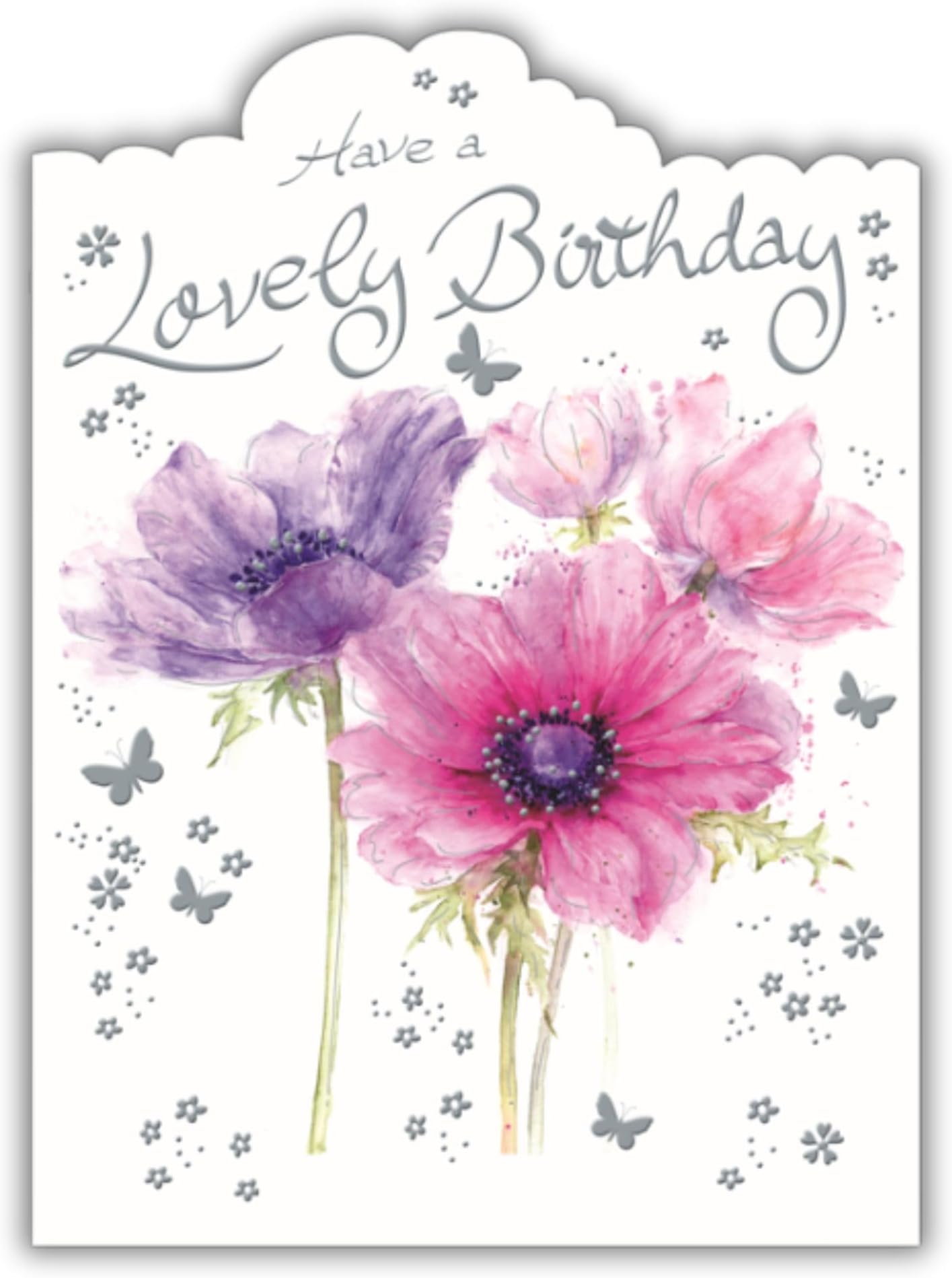Noel Tatt General Female Birthday Card for Women/Girls - Watercolour Flowers Embossed with Foil & Scallop Edge - Eco-Friendly & Recyclable