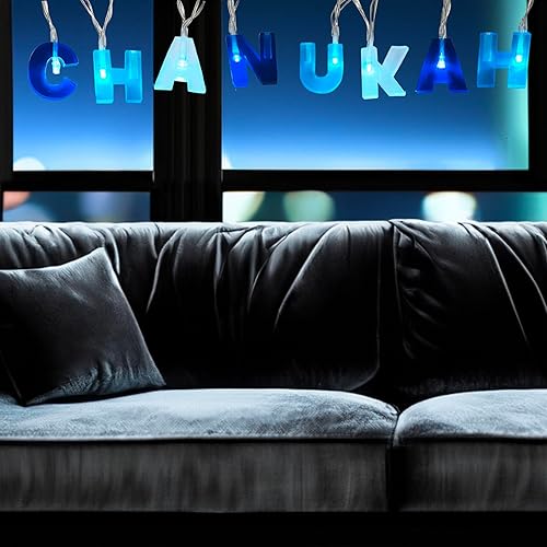 Rite Lite Guirnalda de luces decorativas de Janucá feliz – Decoración de Hanukkah estilo guirnalda accesorios para uso en interiores, colgar en la