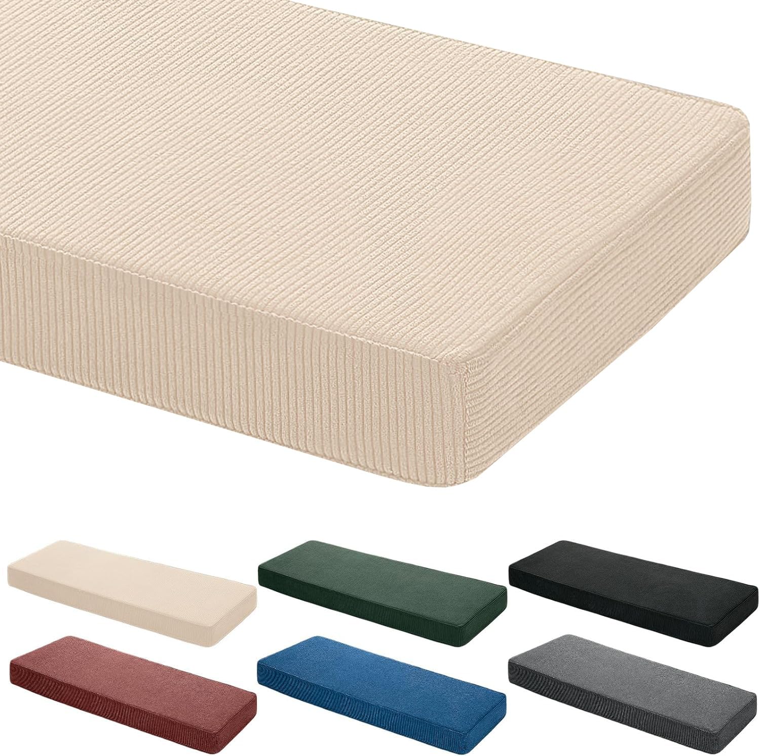 Housse pour banc de jardin en velours côtelé haut de gamme amovible kaki clair