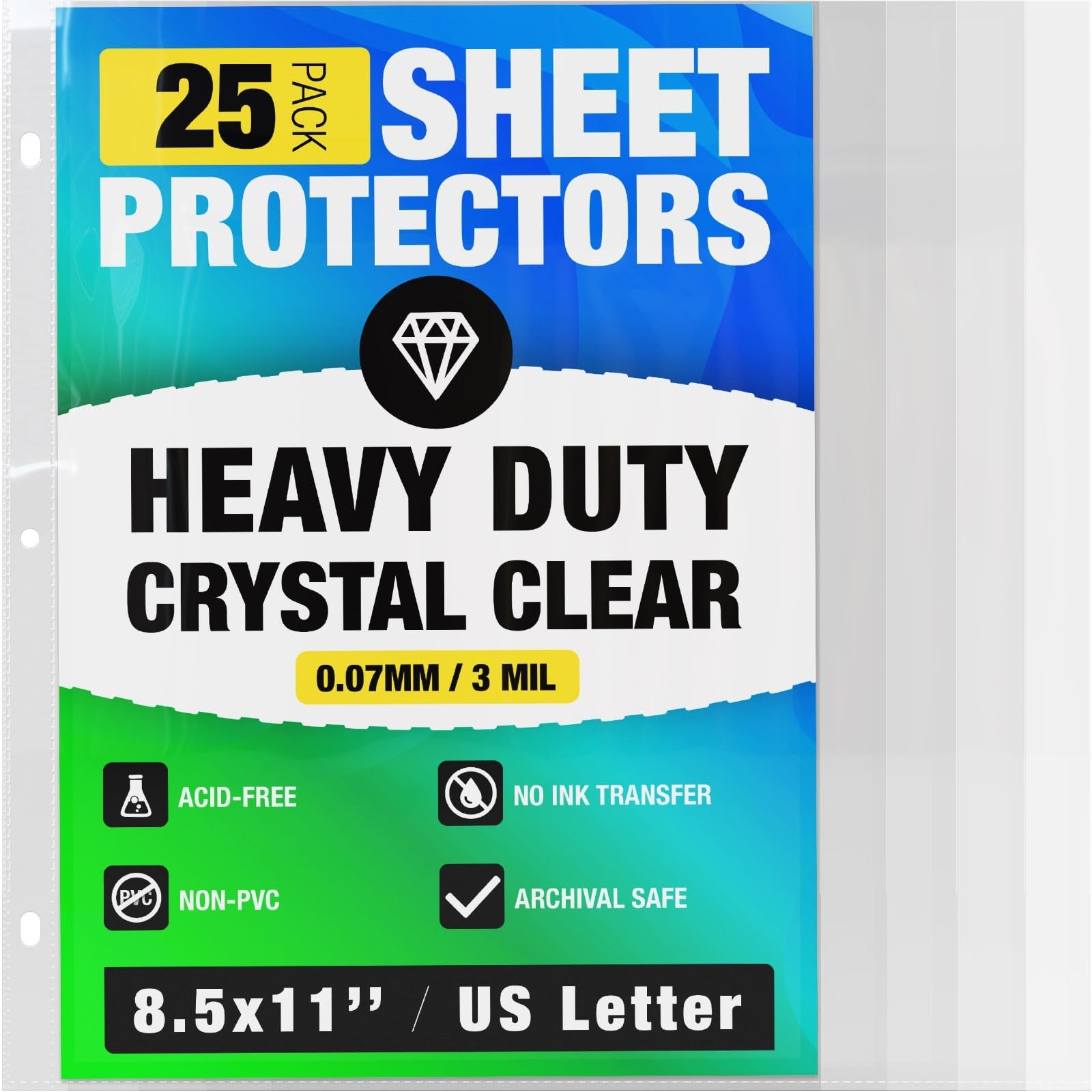 Photo 1 of 25 Pack of 8.5x11 Heavy Duty Crystal Clear Sheet Protectors for 3 Ring Binder, Plastic Page Sleeve Protectors for Paper Document (25 Pack, 8.5 x 11'' - 1 Pocket)