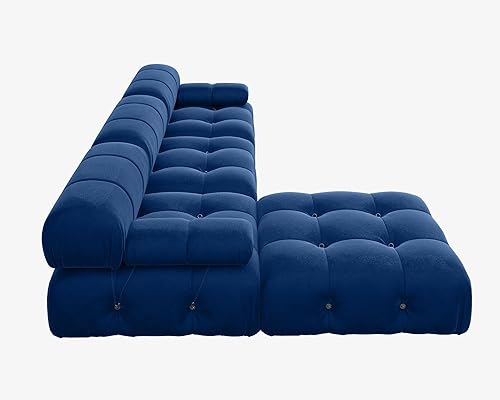 Miniatura 7 de WJShome Sofá modular modular con otomana, sofá convertible de 103.95 pulgadas con diván reversible, sofá minimalista en forma de L de terciopelo